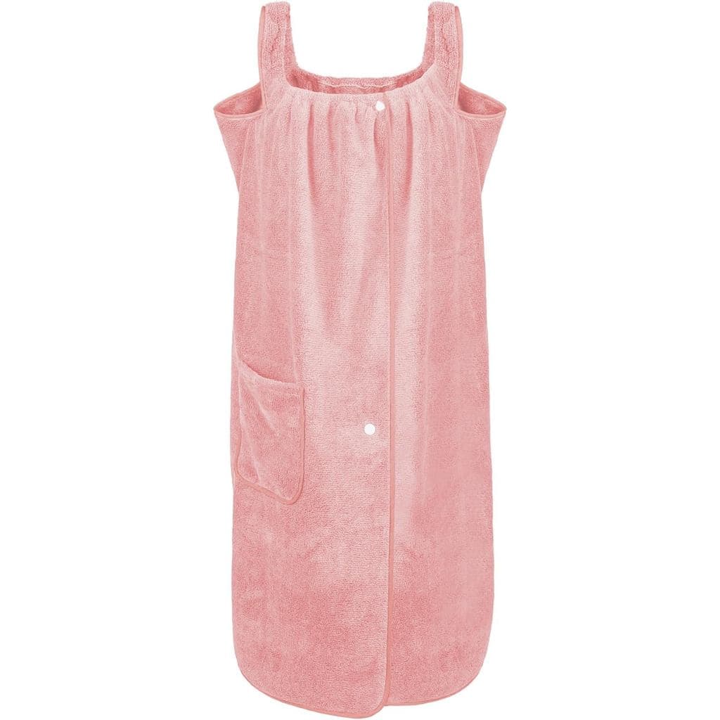 Roupão de Toalha Feminino com Alças em Fleece Coral, Altamente Absorvente, Roupão de Banho Vestível com Ombros Descobert
