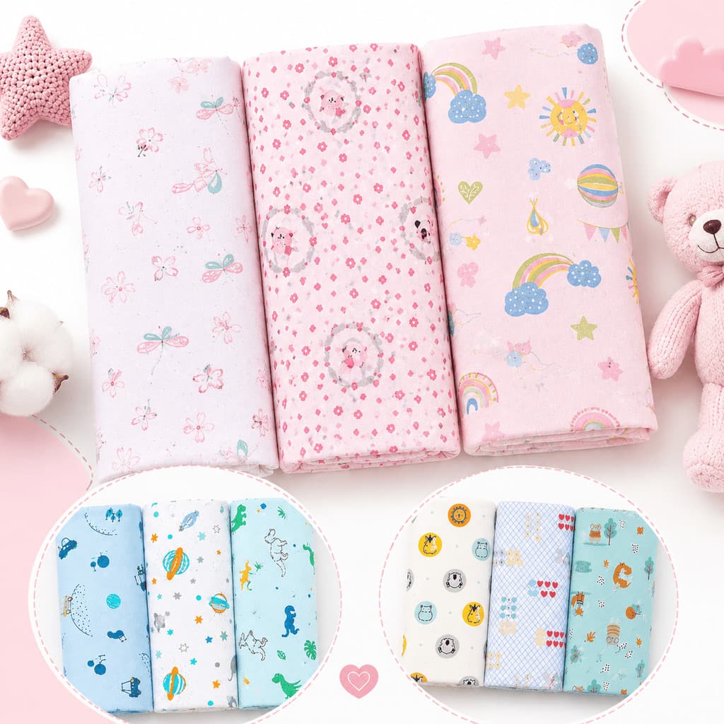 Cueiro Flanelado Bebê Estampado Kit 3 Peças 80x50cm Papi