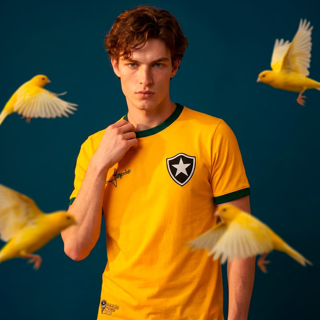 Camisa Botafogo Retrô Jairzinho Brasil Amarela Masculina