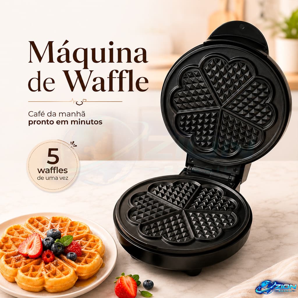 Waffleira Elétrica BAK 127V 800W Preta Maquina De Waffle Com Luz Indicadora Compacta Cozinha
