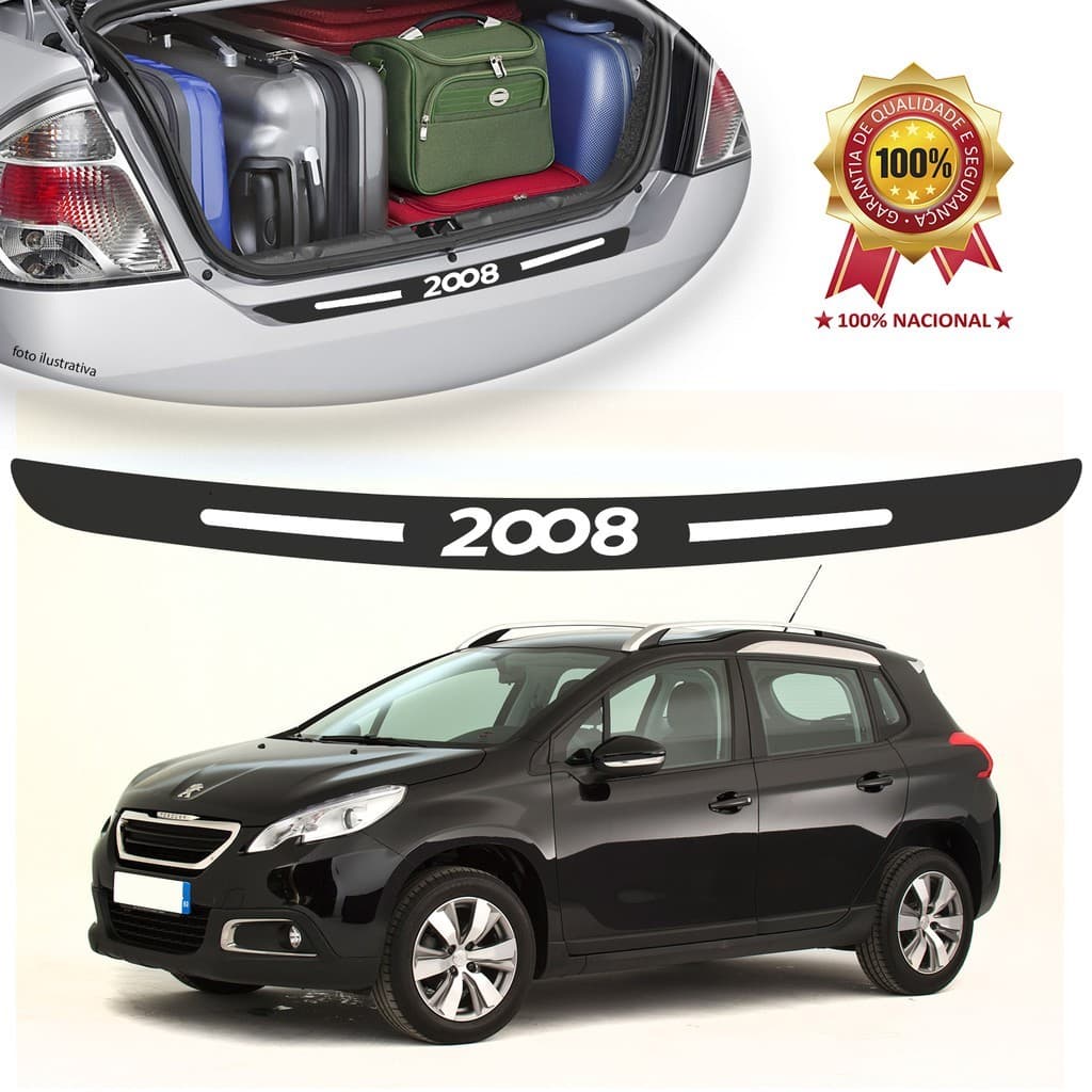 Soleira de Porta Malas Adesivo Protetor Peugeot 2008 Universal Carro personalizado