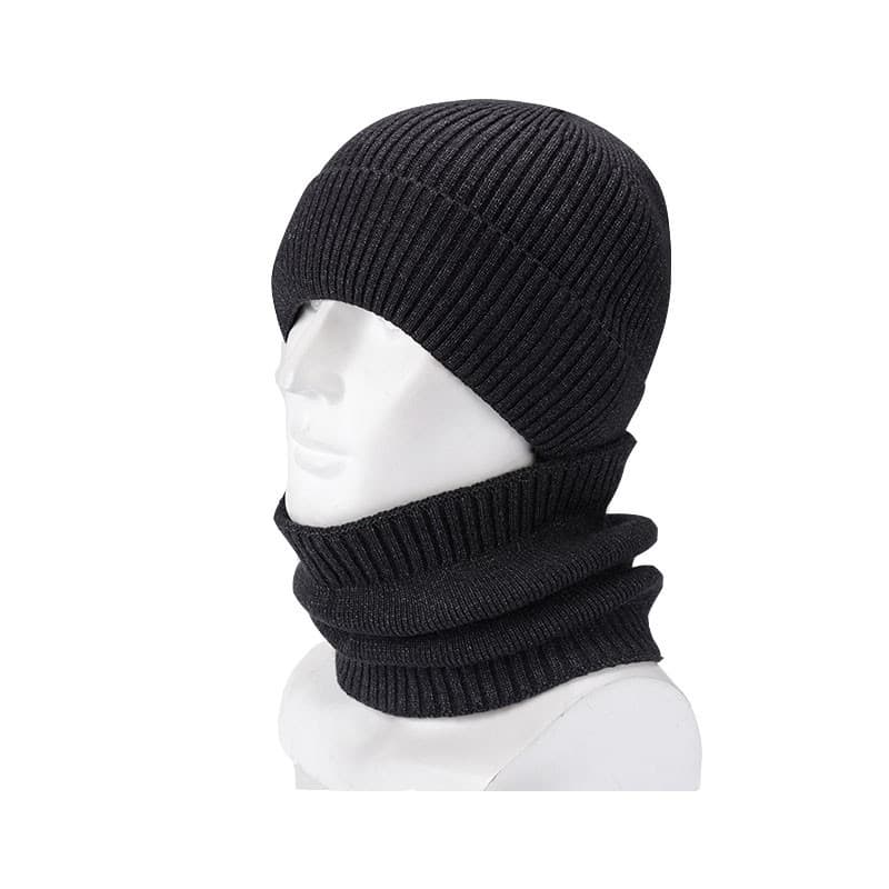 2020 novo estilo forro de lã quente outono inverno confortável malha chapéu de lã conjunto babador esportes ao ar livre