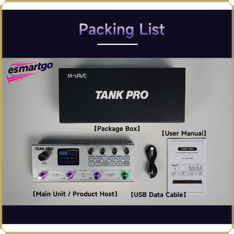M-VAVE TANK PRO Guitarra/Baixo Pedal Multi Efeitos Predefinições Ricas Máquina De Tambor Looper Com Interface XLR