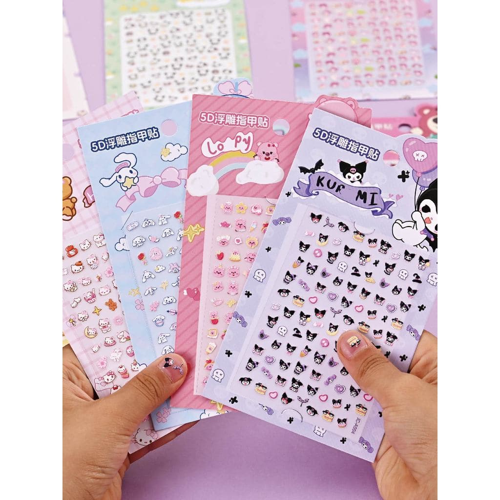 2026 Novo estilo adesivos de unhas infantis não tóxicos inodoros menina bebê Kuromi rasgável pequeno remendo menina Mani