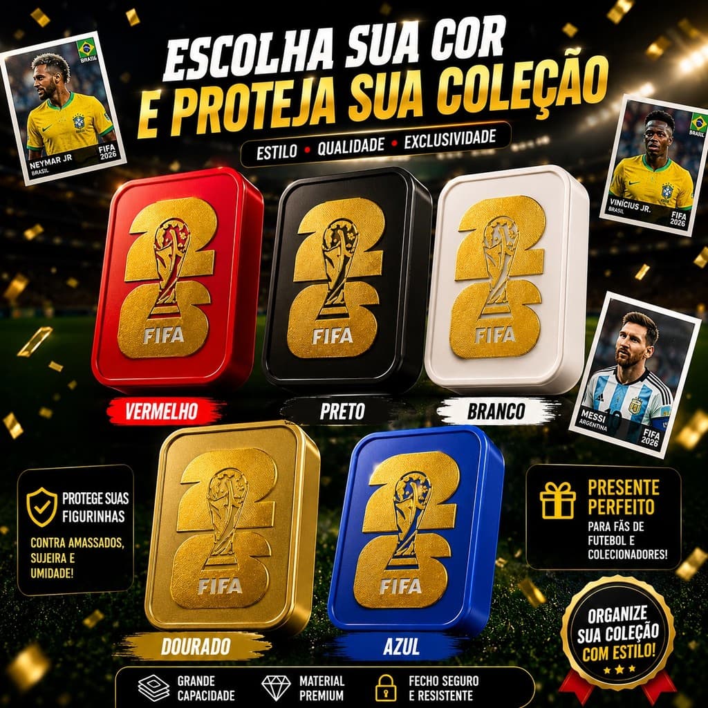 Porta Figurinhas FIFA Premium Organizador Para Figurinhas Copa Do Mundo Cards Futebol Colecionáveis