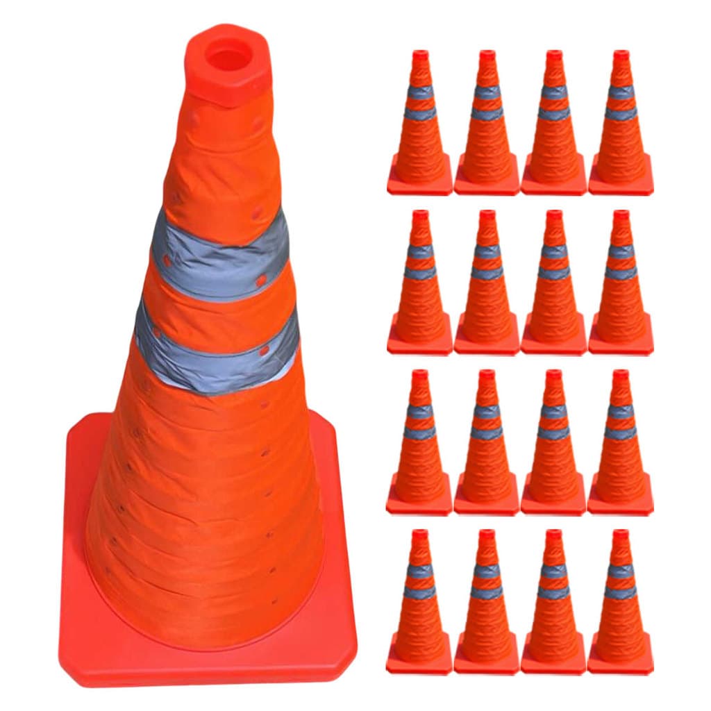 Cone Retratil Sinalizaçao Kit 16 Uni Portatil Dobravel Estrada Rodovia Balizador Flexivo Obra Segurança Emergencia