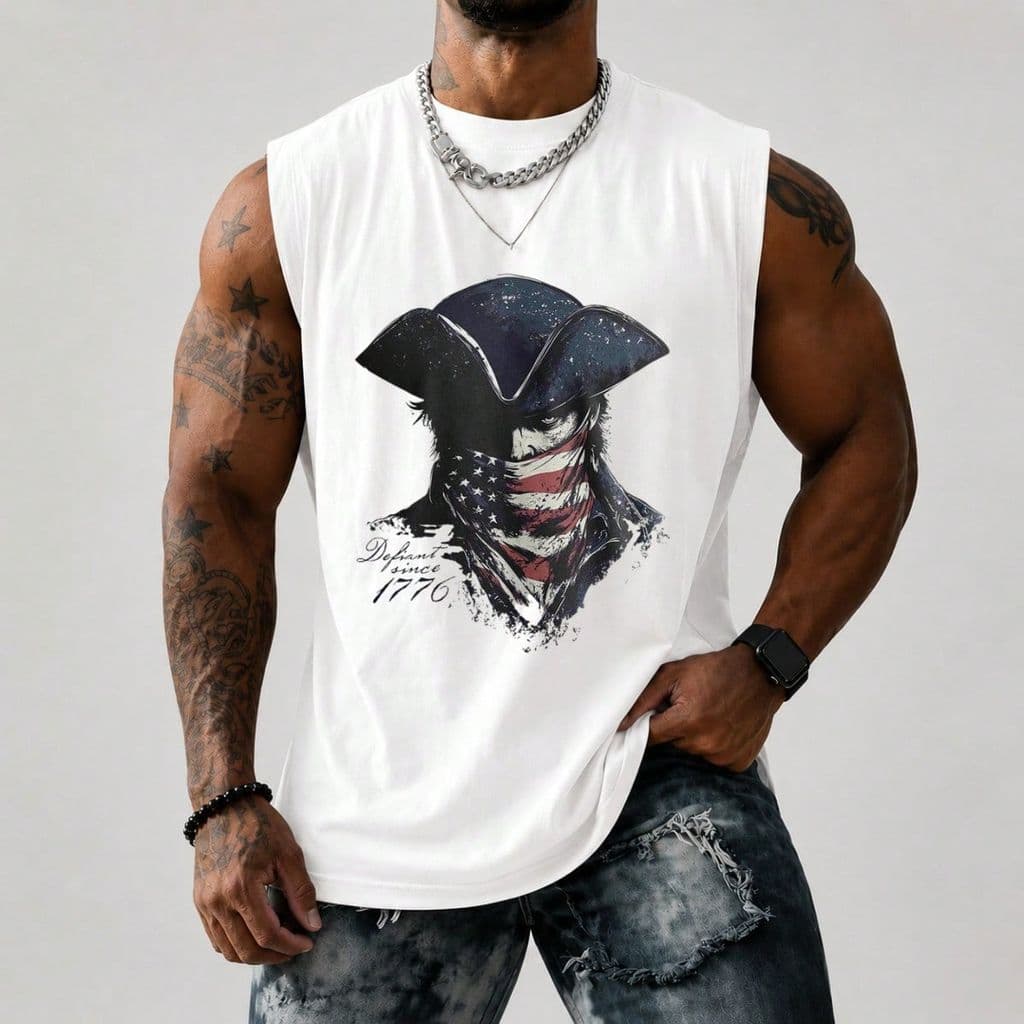 Regata Machão Masculina 100% Algodão Estampado Desenho Cowboy Texas EUA Bandana Camisa Casual Básico Confortável Macia