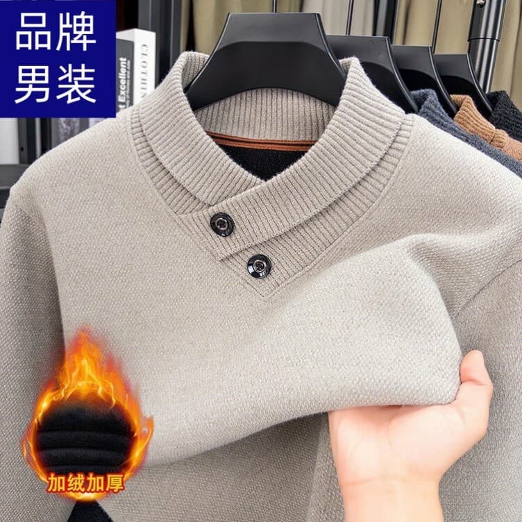 Marca outono inverno forro de lã quente engrossado camisa de fundo masculino de manga comprida meia gola alta pulôver mo