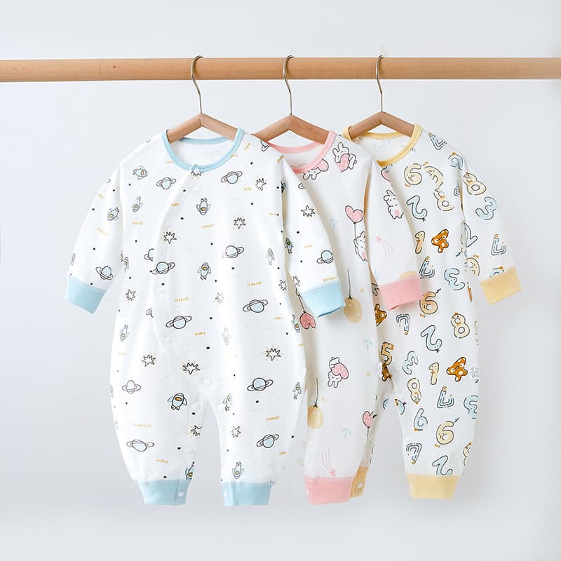 Macacão de algodão estéril primavera outono inverno bebê macacão desossado roupa interior puro algodão macacão pijamas