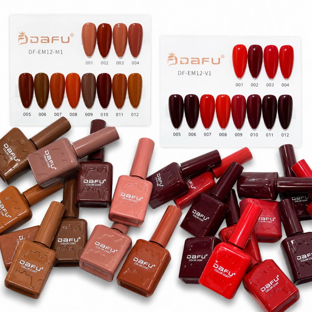 Kit 12 Esmaltes em Gel Dafu Tons de vermelhos e Marrom Terrosos