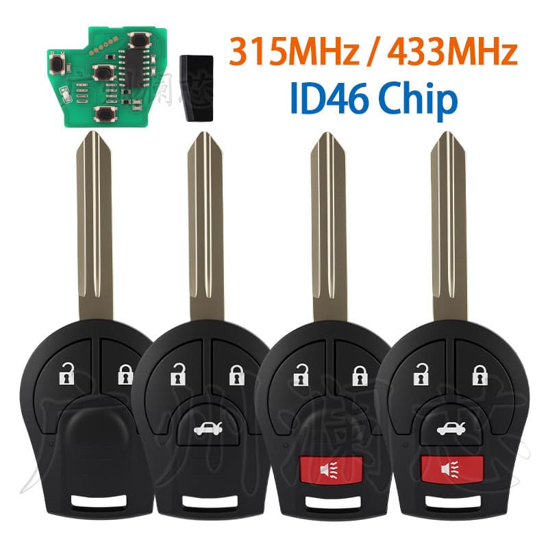 Adequado para japonês Nissan Macchi sol Rogue Escape chave de controle remoto reto ID46 Chip 315/433MHz