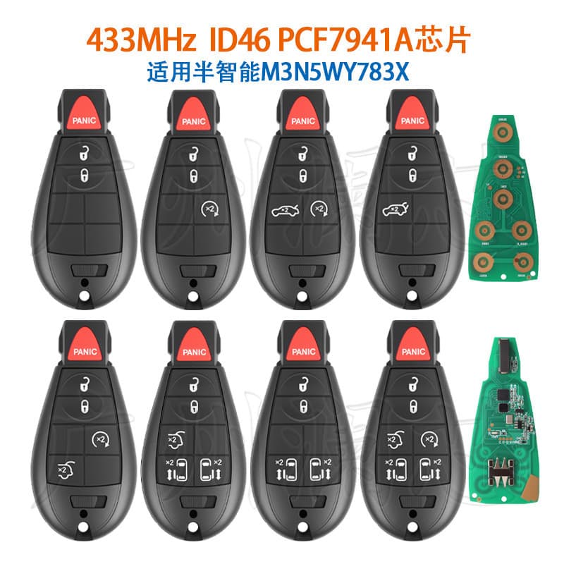 Adequado para Jeep Chrysler Dodge M3N5WY783X chave de controle remoto Semi-inteligente ID46 Chip 433MHz