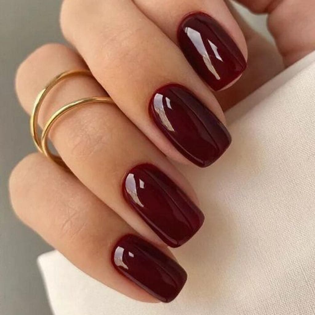 GLAMERMAID Borgonha Press on Nail Quadrado Médio , Vermelho Escuro Geléia Artesanal Gel Macio Unhas Falsas Quadradas , C