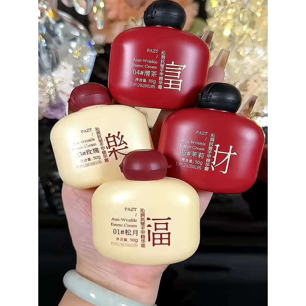 [Chegada 4 garrafas] Anti-rugas mão prego essência creme para as mãos caixa de presente conjunto hidratante hidratante f