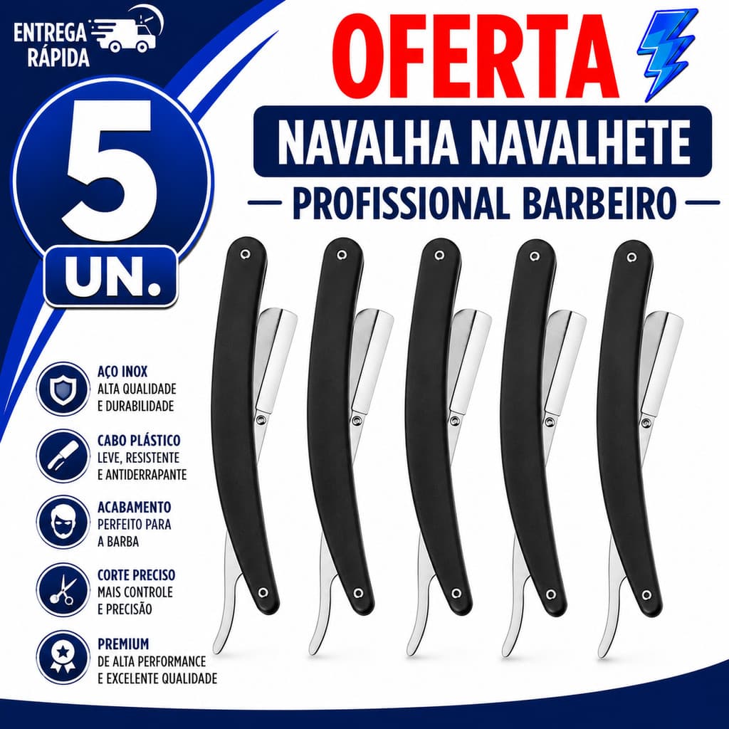 NAVALHA BARBEIRO PROFISSIONAL FERRAMENTA PARA CORTE E BARBA