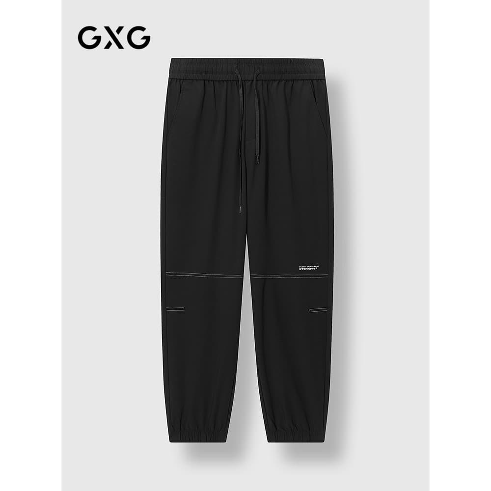 G GXG Calça masculina preta bordada embelezada todos os dias Calça Casual simples Calça masculina estilo primavera