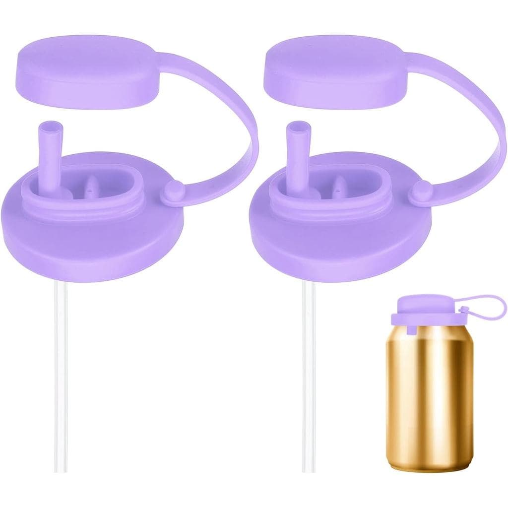 MECCANIXITY Tampas para latas de refrigerante com canudo, 2 peças, tampas de silicone à prova de vazamentos para bebidas
