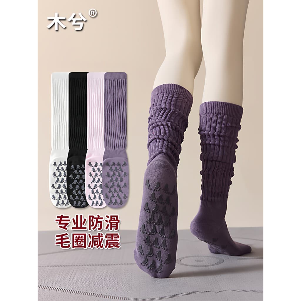 Pilha meias femininas meias profissionais antiderrapantes Pilates esportes meias femininas Terry inferior absorção de ch