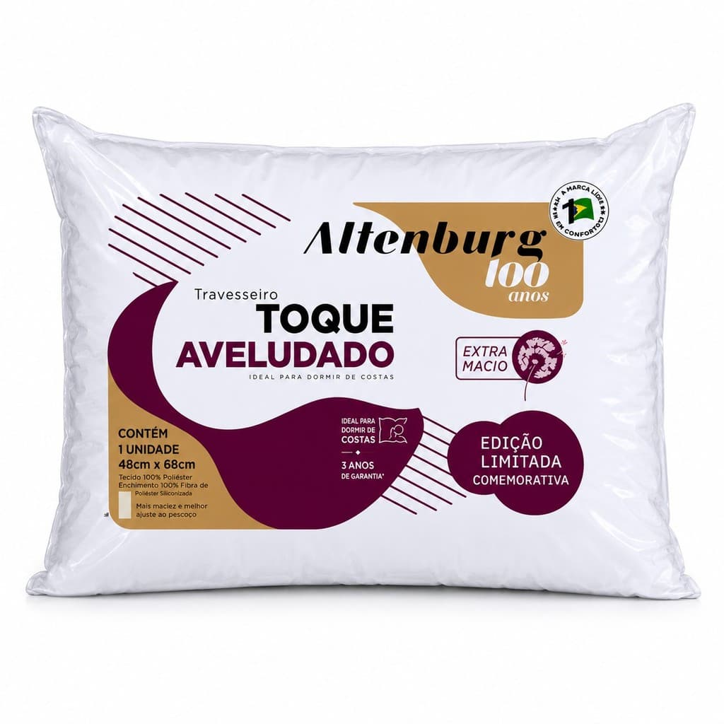 Travesseiro Toque Aveludado Altenburg Antialérgico 48x68cm