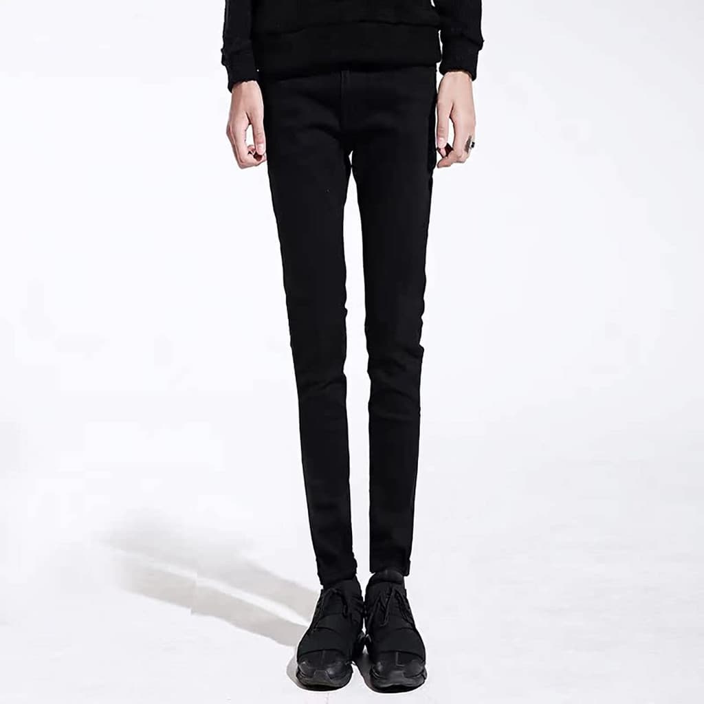 Calça Jeans Skinny masculina fina preta de alta elasticidade Casual na moda versão coreana High Street Slim-fit Penc