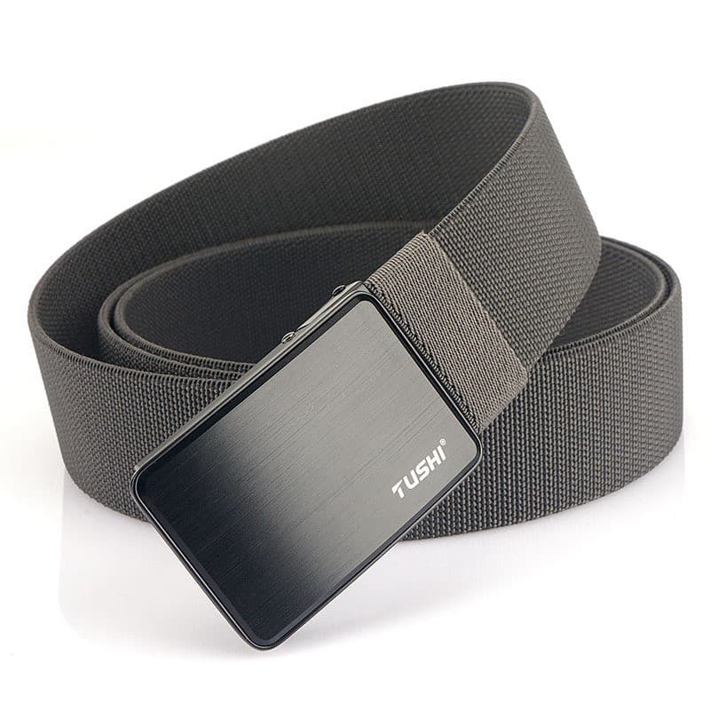 Cinto de lona elástico militar masculino ilimitado, cinto de lona fino, fivela de soldado único, calças automáticas, ven