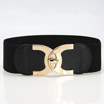 Senhoras All-Match elástico cinto largo preto para baixo jaqueta cinto estreito vestido elástico cinto decorativo