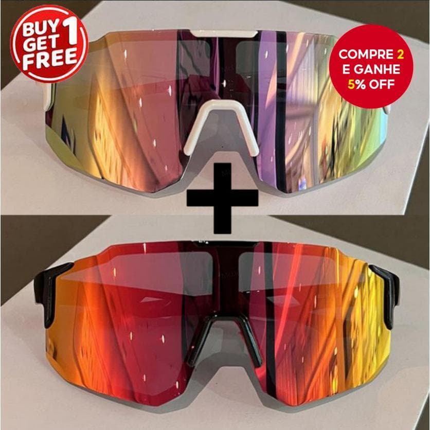 Compre 1 Leve 2 - Óculos de Sol Esportivos UV400 à Prova de Vento, Pacote com 2 Unidades, Adequados para Ciclismo,