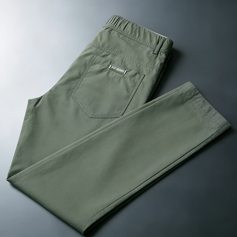 Calças casuais de seda gelo dos homens verão estilo fino de secagem rápida respirável All-Match esportes Harlan na moda