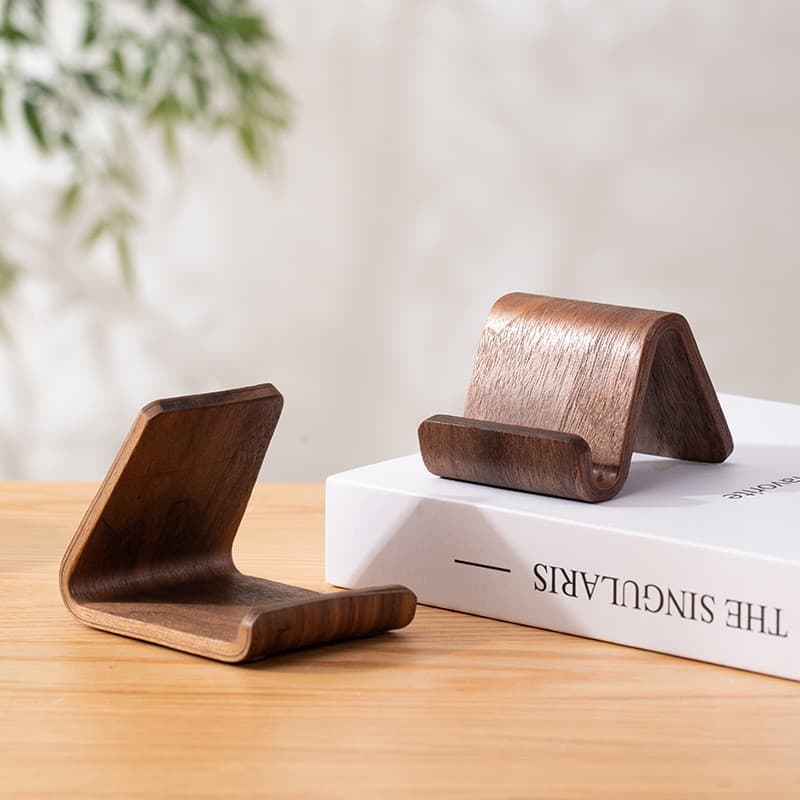 Suporte para telefone móvel de madeira maciça de nogueira Suporte preguiçoso de mesa Pequeno multifuncional Suporte Univ