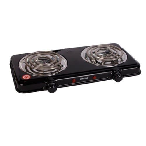 Fogareiro Eletrico Portatil Duas Bocas 220v Design Compacto Preto Cozinha Pratica