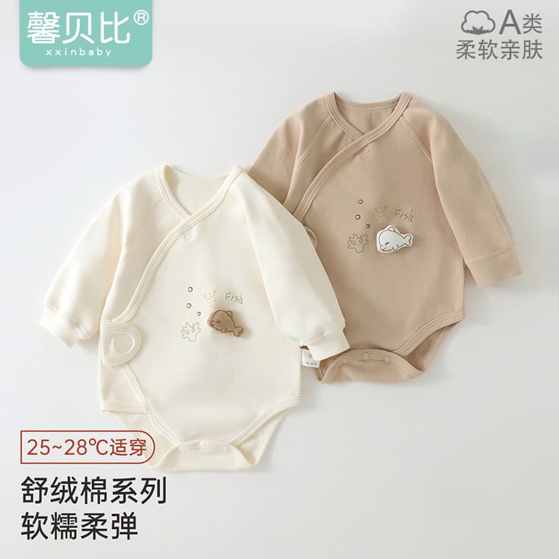 Xin Babe bebê macacão primavera outono puro algodão macacão de fundo de manga comprida pijamas de bebê triângulo macacão