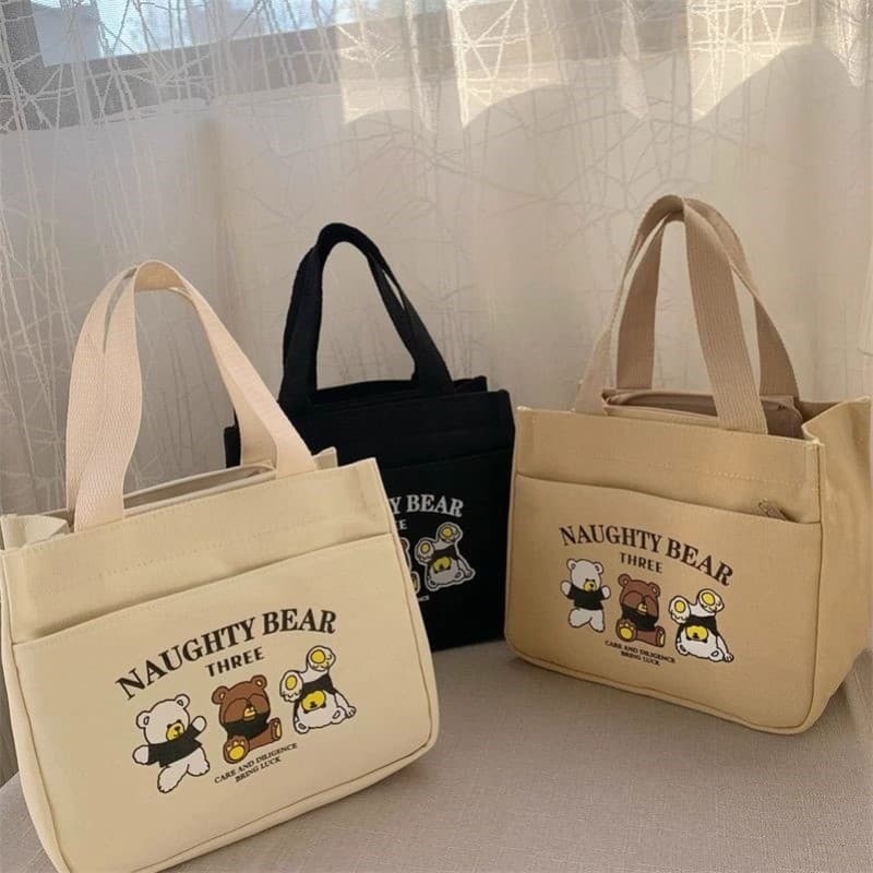 Bolsa de lona pequena All-Match trabalhador de escritório Bento saco novo estilo estudante grande capacidade lancheira s