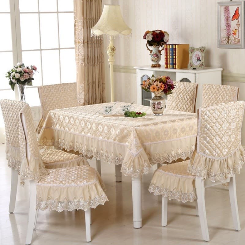 Conjunto de cadeira de jantar toalha de mesa tecido toalha de mesa capa de cadeira conjunto de almofada capa de cadeira