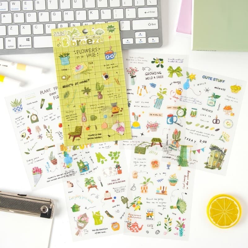 Melhor 6 Folhas À Prova Dwaterproof Água Scrapbooking Adesivo PET Decorativo Para Diários Notebooks Caso De Telefone Bag