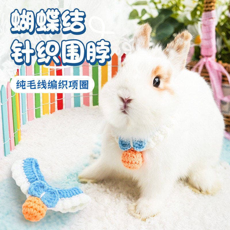 Roupas de coelho babador coleira para animais de estimação ajustável coelho de orelhas caídas coelho anão artesanal lã t