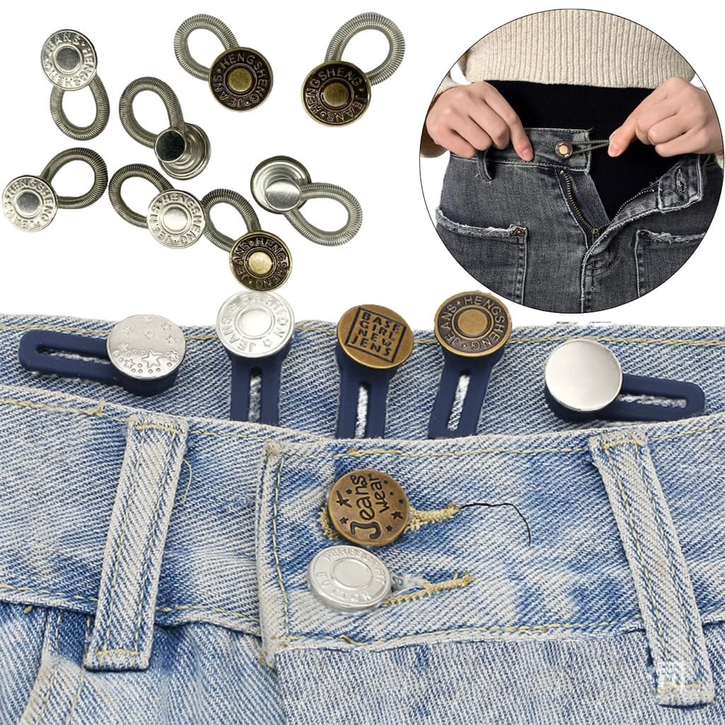 Extensor De Botão Com Mola Para Calça Jeans Ajustador De Cintura Silicone Confortável Unissex