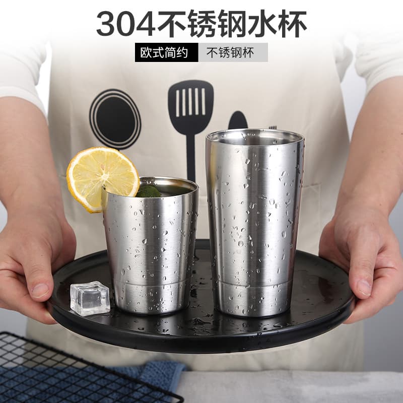 Copo mestre de gelo de aço inoxidável 304, estilo coreano, isolamento térmico, camada dupla, copo de água, cerveja, prát