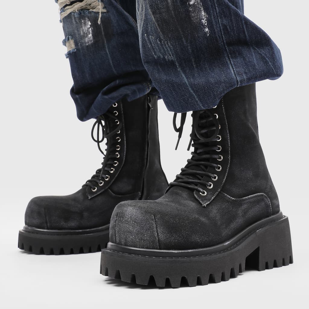 2025 novo estilo invisível altura interna aumentando sapatos 10CM de sola grossa na moda Martin botas masculinas preto b