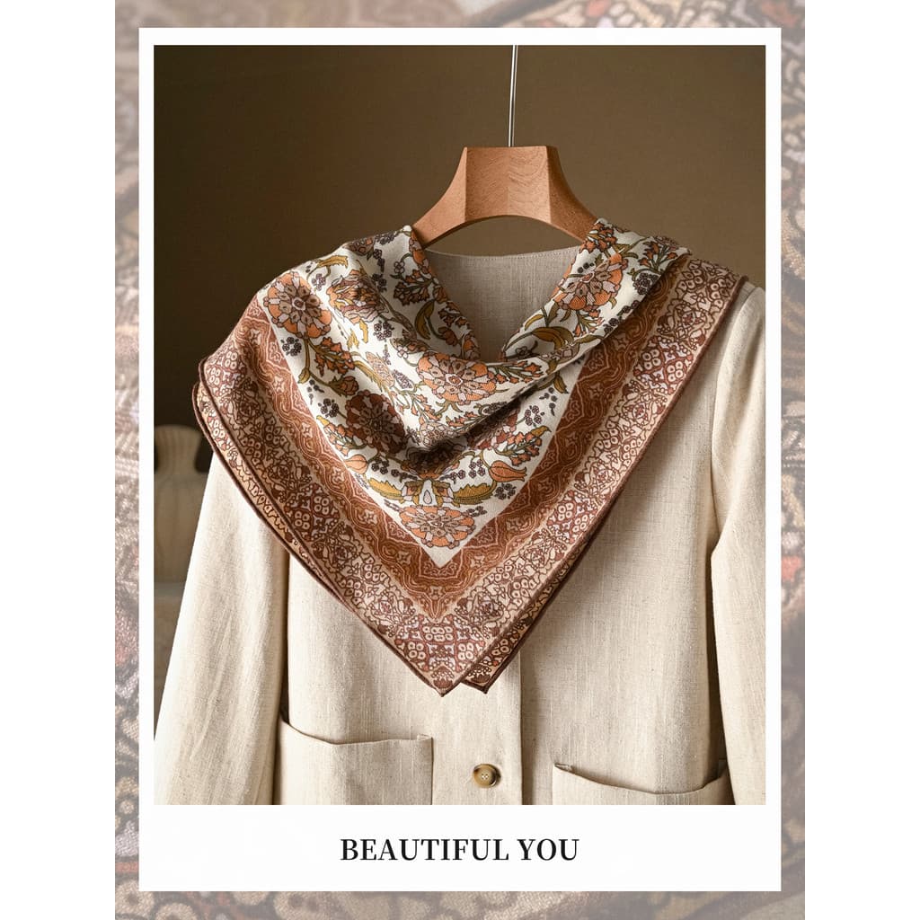 Lenço de seda de lã de seda pequeno lenço quadrado feminino triângulo cachecol gravata pescoço high-end verão estilo fin