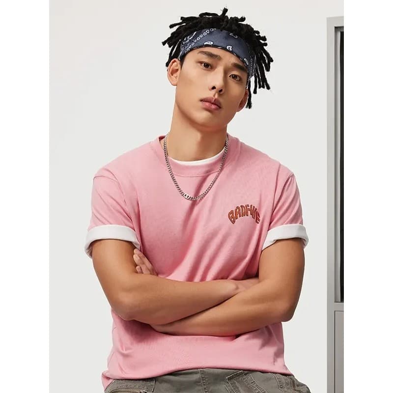 Li Ning Anti-Wu Series Camisa Cultural Masculina de Manga Curta Moda Verão Algodão Solto Confortável Camiseta AHSU435-B