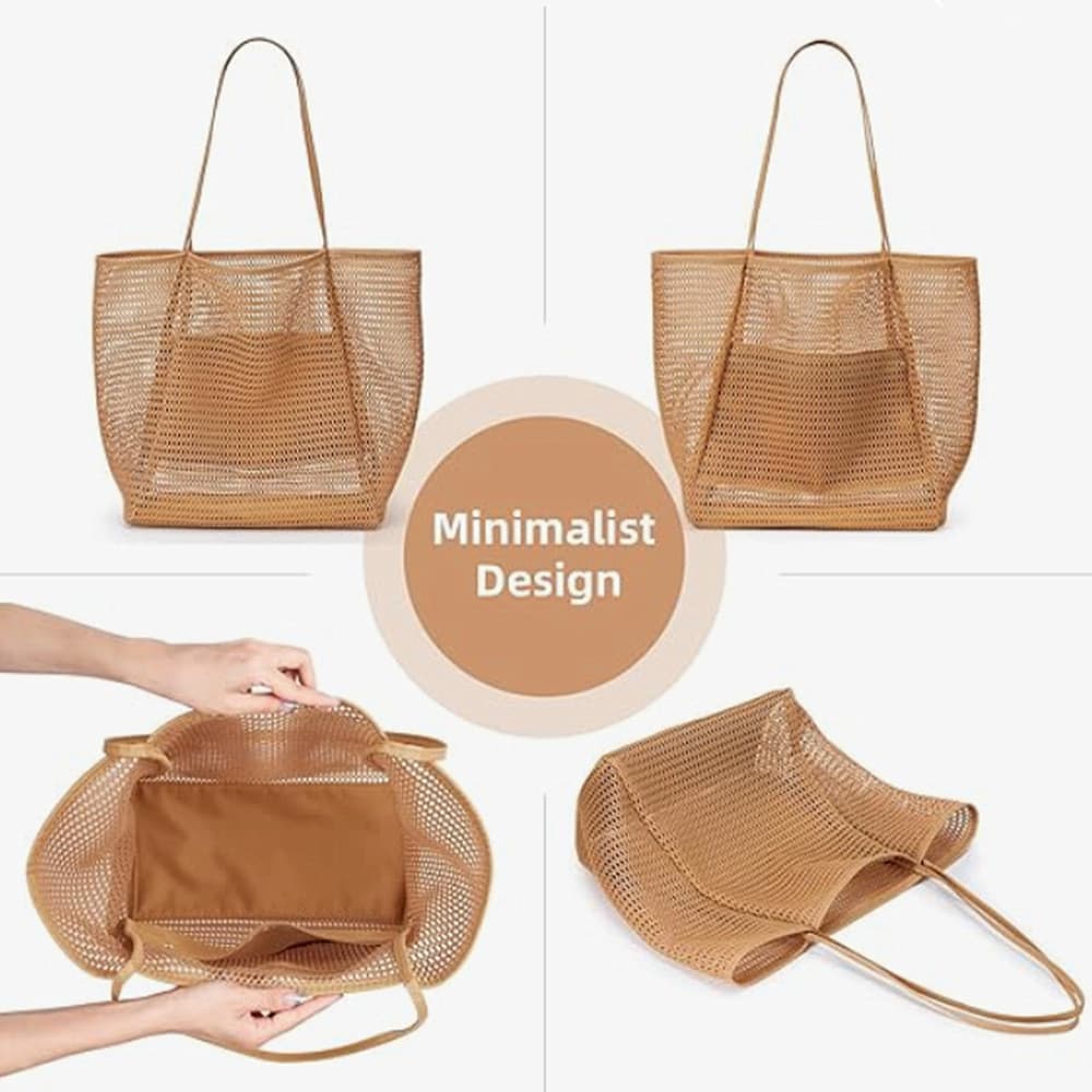 Frete grátis bolsa de praia dobrável bolsa de ombro feminina verão viagem ao ar livre malha gaze bolsa