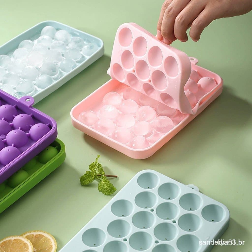 Molde Redondo de Silicone para Bola de Gelo, 25 Graus, com Tampa, Fácil de Desenformar Cubo EURD