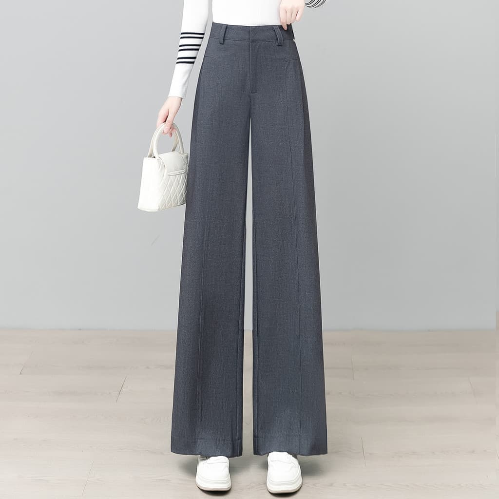 Moda na moda calças de perna larga feminina primavera outono 2026 novo estilo cintura alta solta Drape terno calças de m