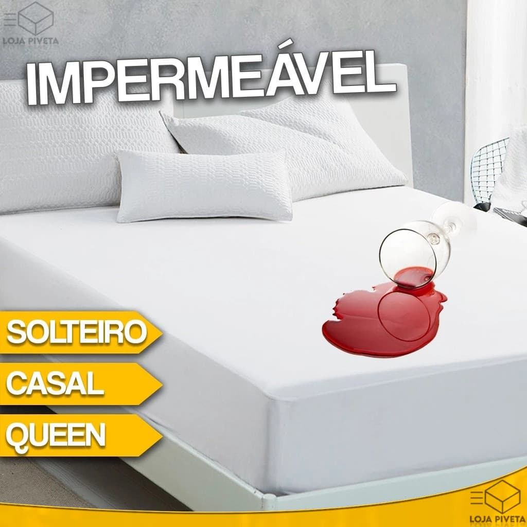 Capa Protetora de Colchão Impermeável Com Elástico Queen A Prova D´água Anti Ácaros Solteiro Casal
