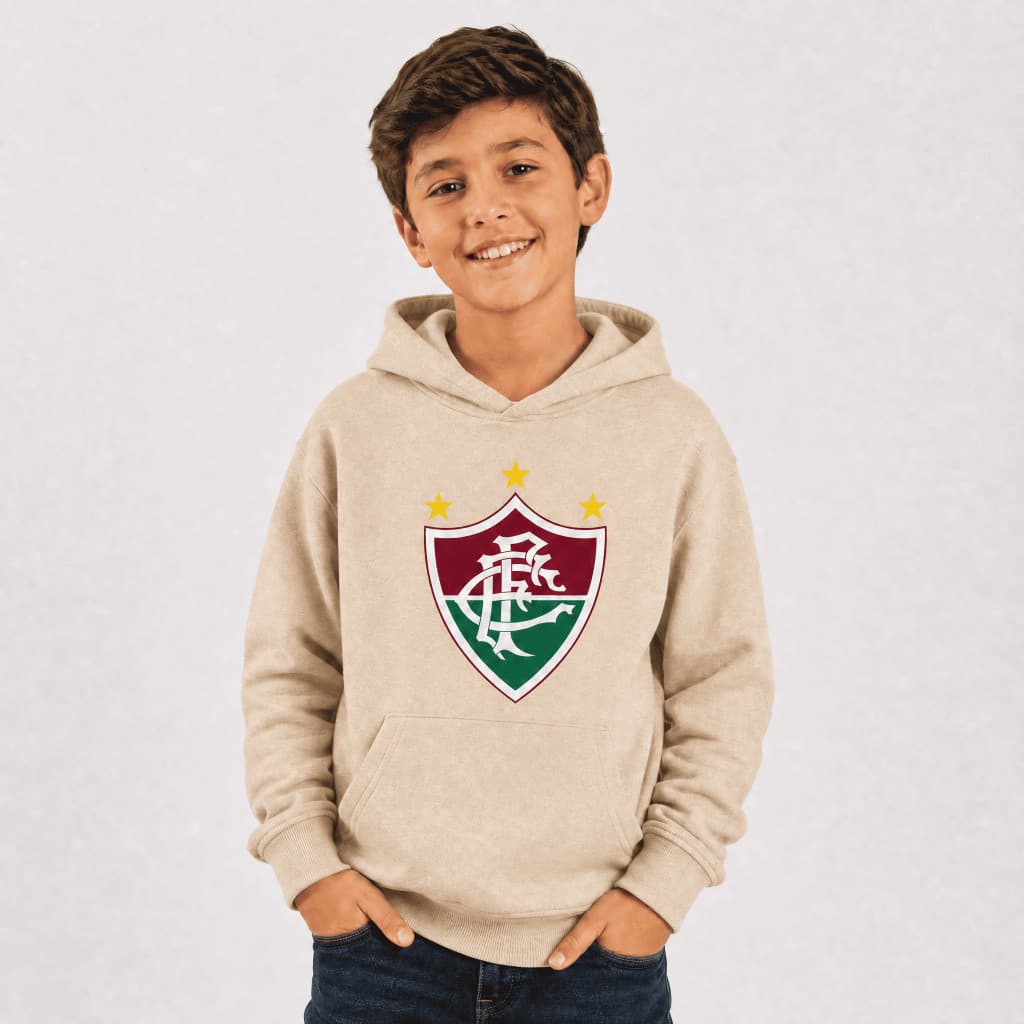 Moletom Infantil Fluminense Casaco Time Blusa de Frio Flanelado Capuz e Bolso