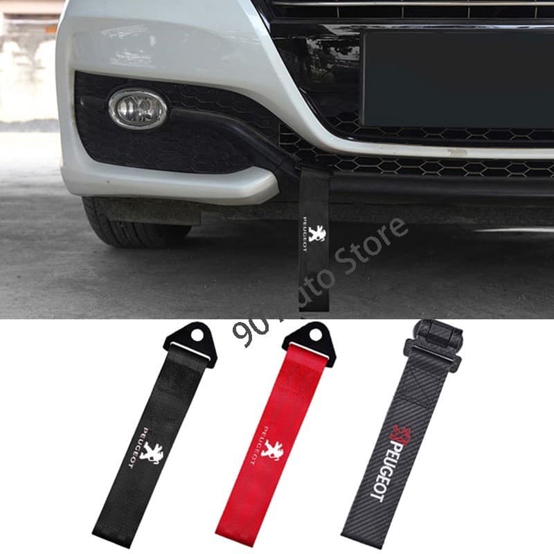 Cinto De Reboque Dianteiro Para-Choque De Carro , Corda De Tração De Fibra De Carbono , Adesivo Decorativo , Emblema Peu