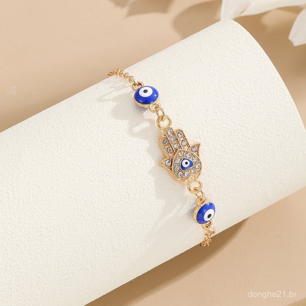 Pulseira Feminina de Moda Olho do Diabo e Olho de Diamante