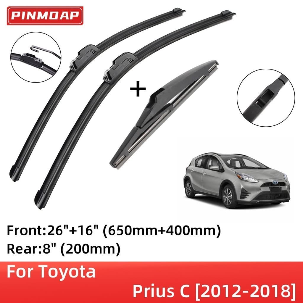 Para Toyota Prius C 2012-2018 Lâminas De Limpador Dianteiro Traseiro Escovas Cortador Acessórios J Gancho 2012 2013 2014