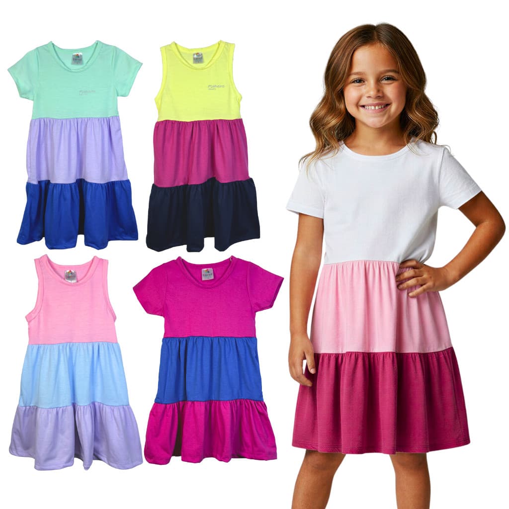 Kit 2 Vestido 3 Marias Infantil Roupa Menina Verão Sortido Colorido Bebê Feminino