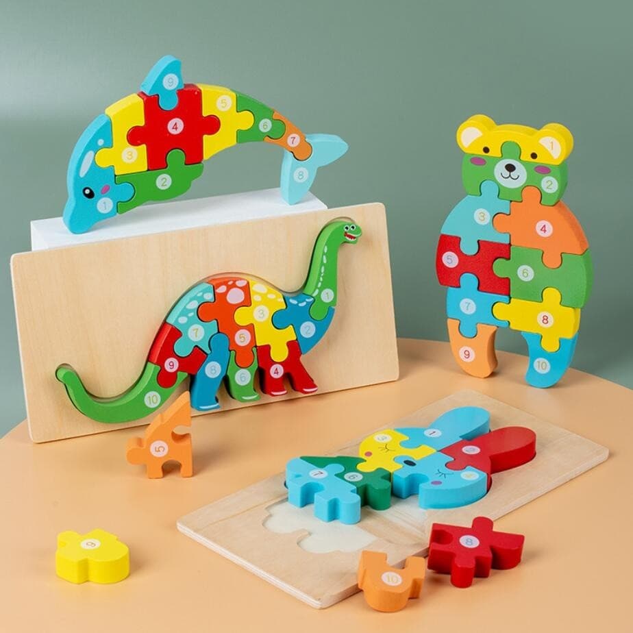 Montessori Quebra-Cabeças De Madeira Para Crianças Brinquedos 2 Anos Dinossauro Puzzles Brinquedo Presente